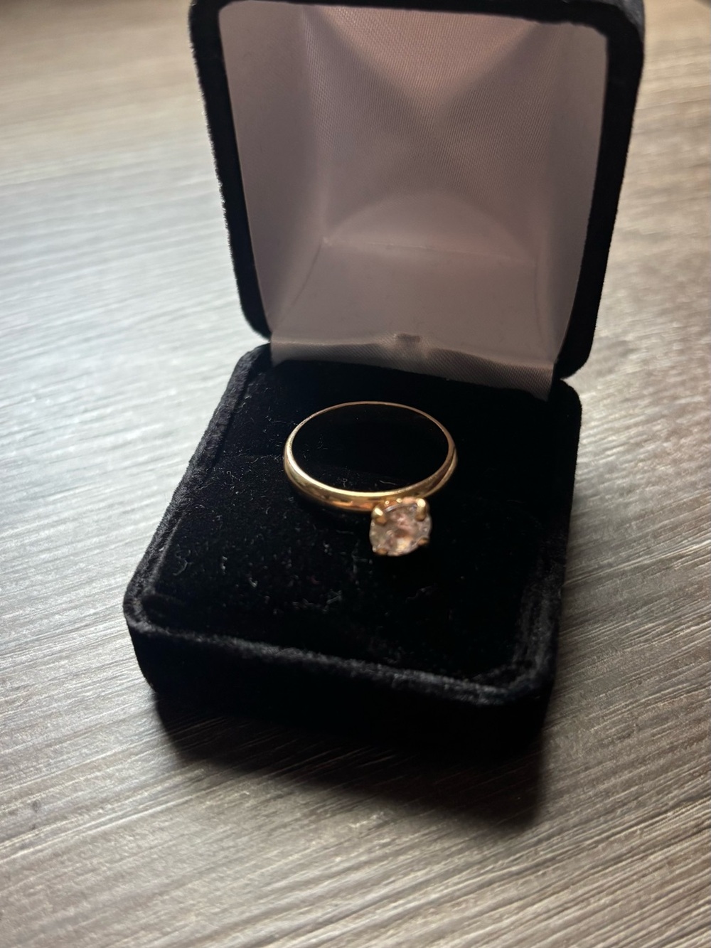 Classic Gold Solitaire Ring with Clear Stone - Women's Jewelry